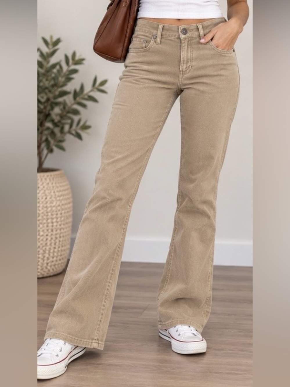 Tommy Jeans Y2K Corduroy Bootcut Pants Tan Khaki Low Rise Size 7